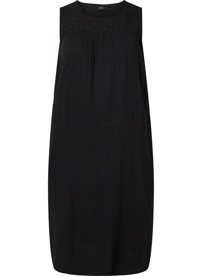 Sleeveless midi dress in cotton, Black, Packshot image number 0