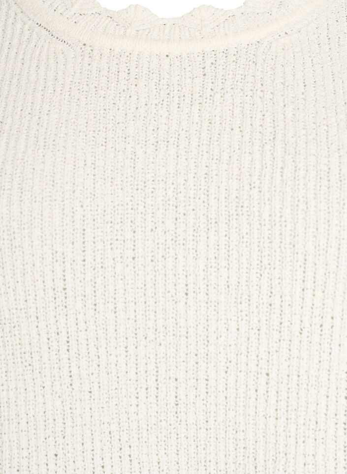 Knitted blouse with eyelet embroidery and 1/2 sleeves, Vanilla, Packshot image number 2