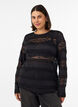 Lace blouse with long sleeves, Black, Model image number 0