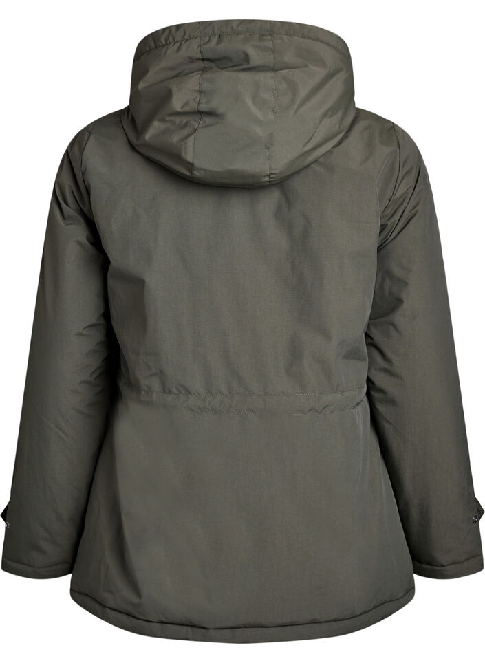 Lightweight padded parka with a teddy-lined hood, Green, Packshot image number 1