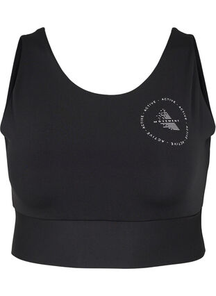 CORE, MID SUPPORT SPORTS BRA - Sports bra with v-back, Black, Packshot image number 0