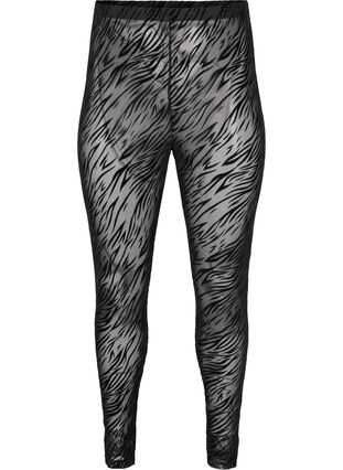 Patterned mesh leggings, Black Tiger AOP, Packshot image number 0