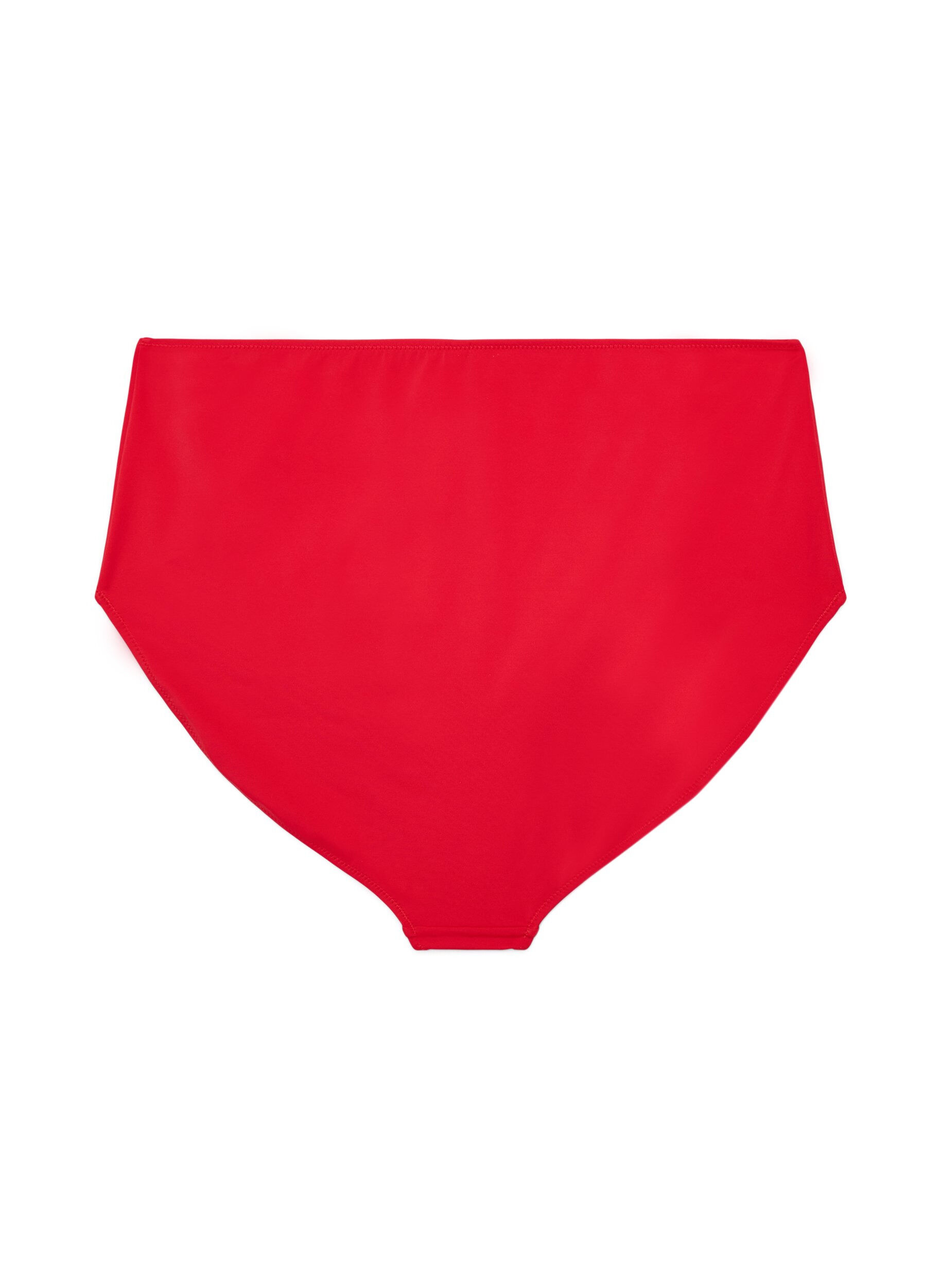 ZizzifashionSolid colour bikini bottom with high waist, Red, Packshot image number 1