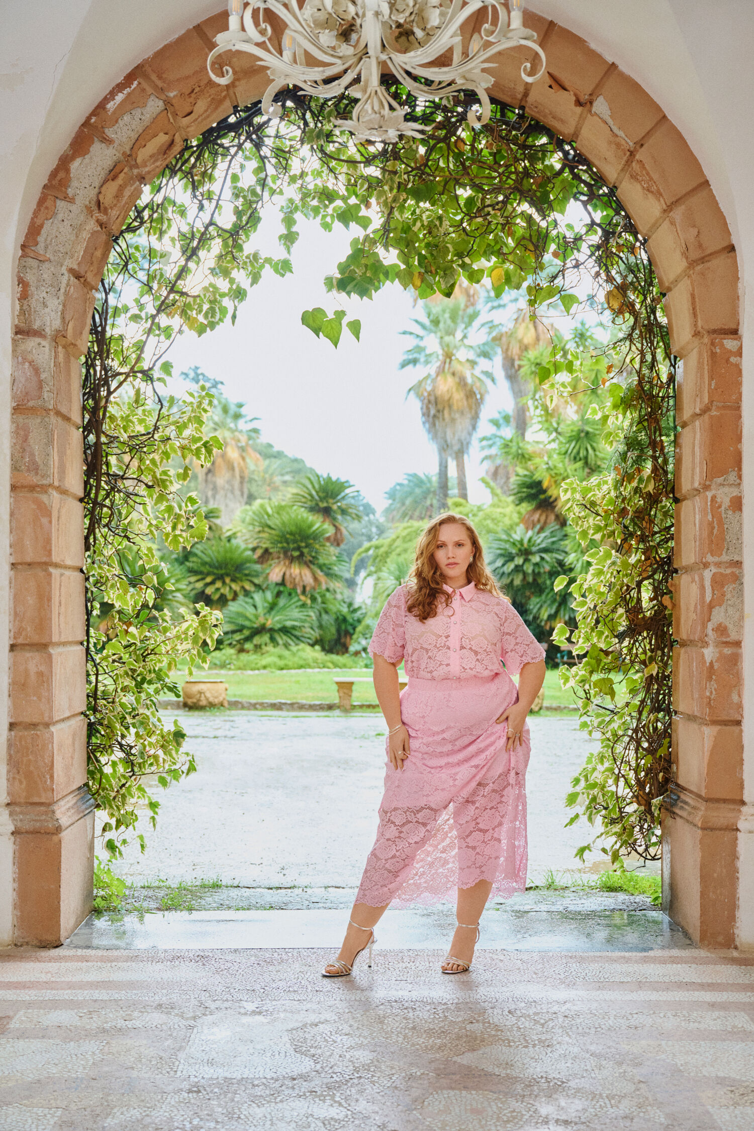 Zizzifashion Lace set in light pink, , Model