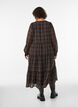 Checked midi dress with a tiered skirt, Brown, Model image number 1