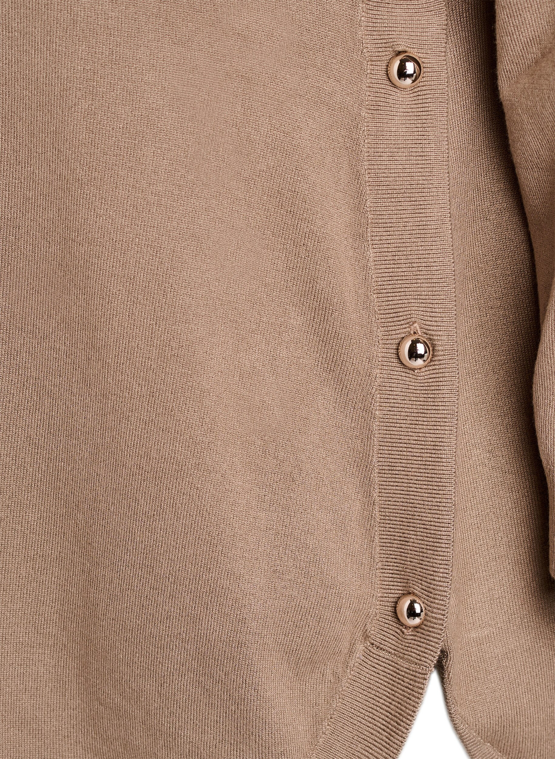 ZizzifashionKnitted blouse with side buttons, Beige, Packshot image number 3