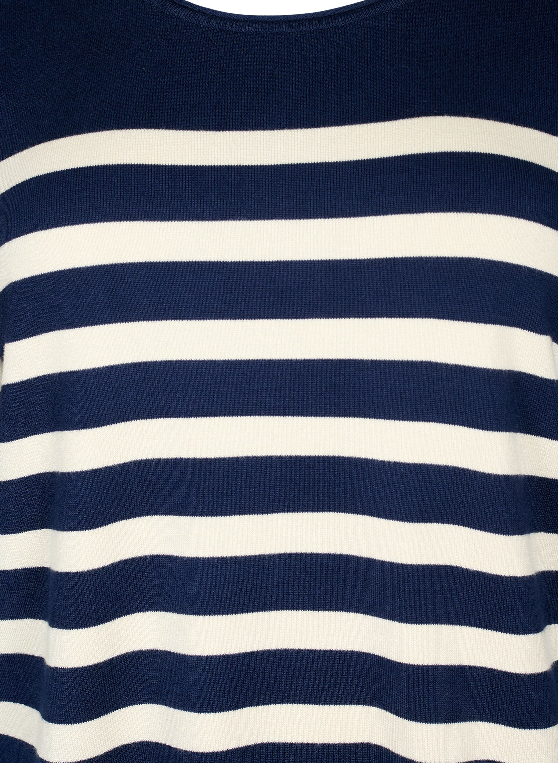 Zizzifashion Striped viscose blouse, Navy Blazer Comb, Packshot image number 2