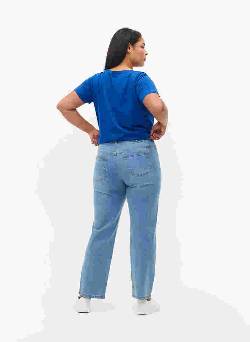 High waisted Gemma jeans with regular fit, Light blue, Model image number 1
