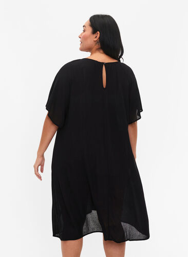Viscose dress with short sleeves, Black, Model image number 1