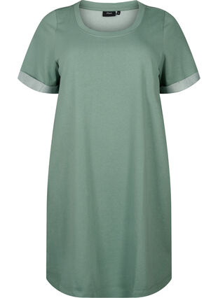Short-sleeved sweat dress with pockets, Chinois Green, Packshot image number 0