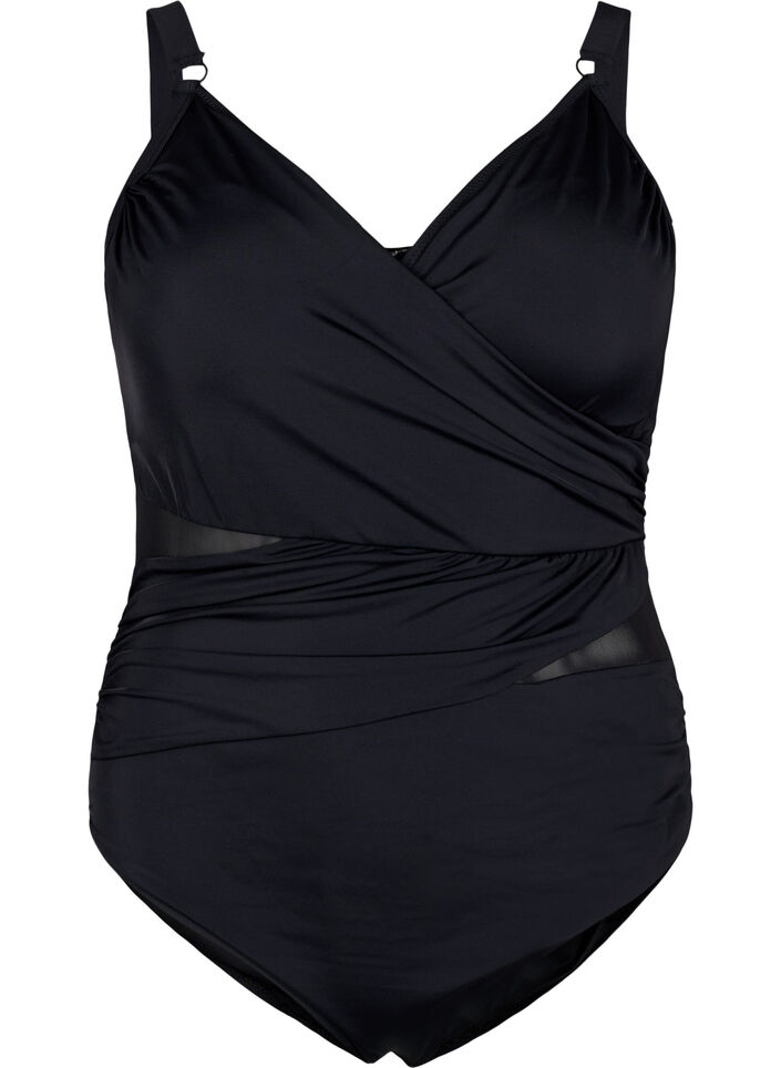 Wrap swimsuit, Black, Packshot image number 0