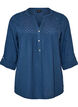 Blouse in cotton muslin with broderie anglaise, Blue, Packshot image number 0