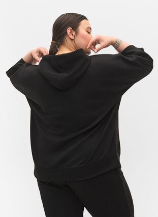 Hooded sweatshirt and 3/4 sleeves, Black, Model image number 1