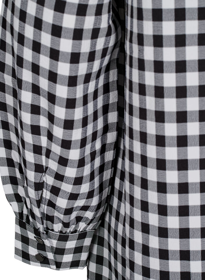 Checked tunic with V-neck, Black/W. Gingham, Packshot image number 3