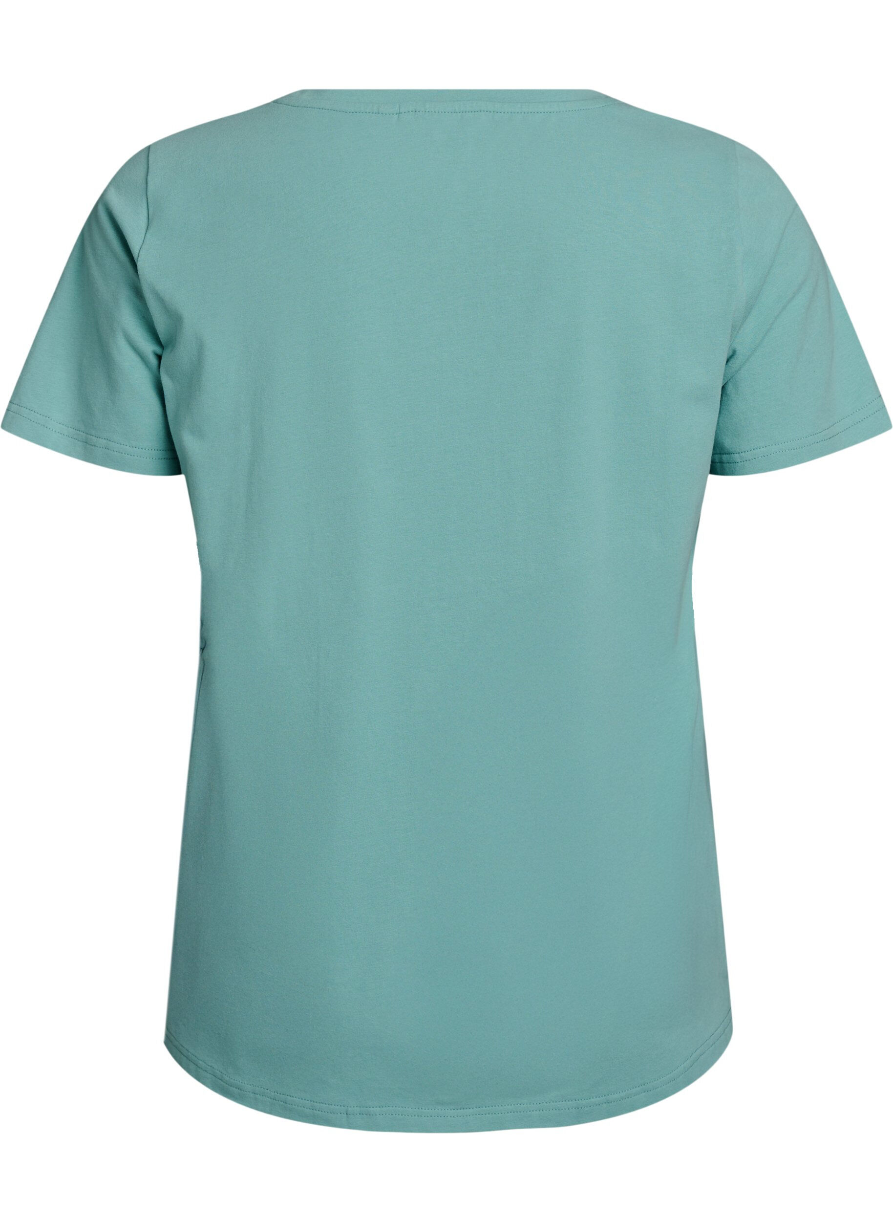 ZizzifashionSolid coloured basic t-shirt in cotton, Green, Packshot image number 1