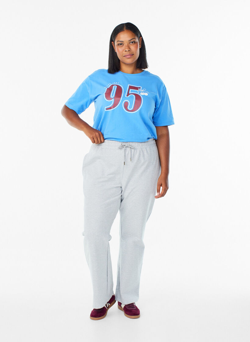 Sporty t-shirt in organic cotton, Blue, Model image number 1