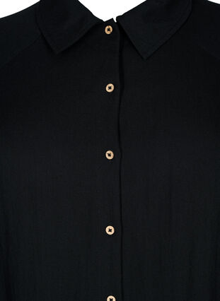 Long viscose shirt with pockets and 3/4 sleeves, Black, Packshot image number 2