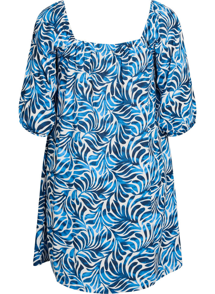 Beach dress in viscose with print, Blue, Packshot image number 1