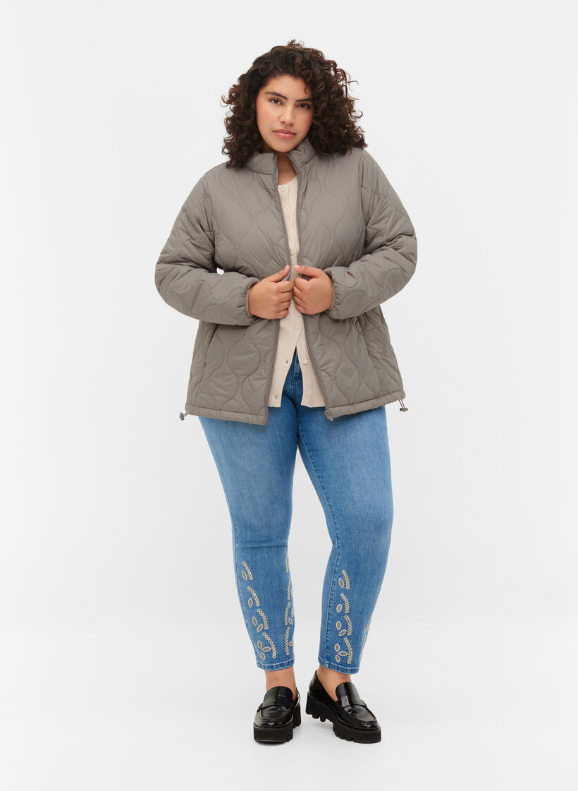 Quilted jacket with zip and pockets, Moon Rock, Model image number 2