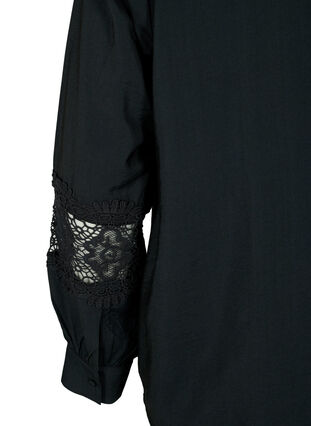 Viscose blouse with crocheted details, Black, Packshot image number 3