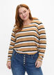Striped blouse with long sleeves, Black, Model image number 0