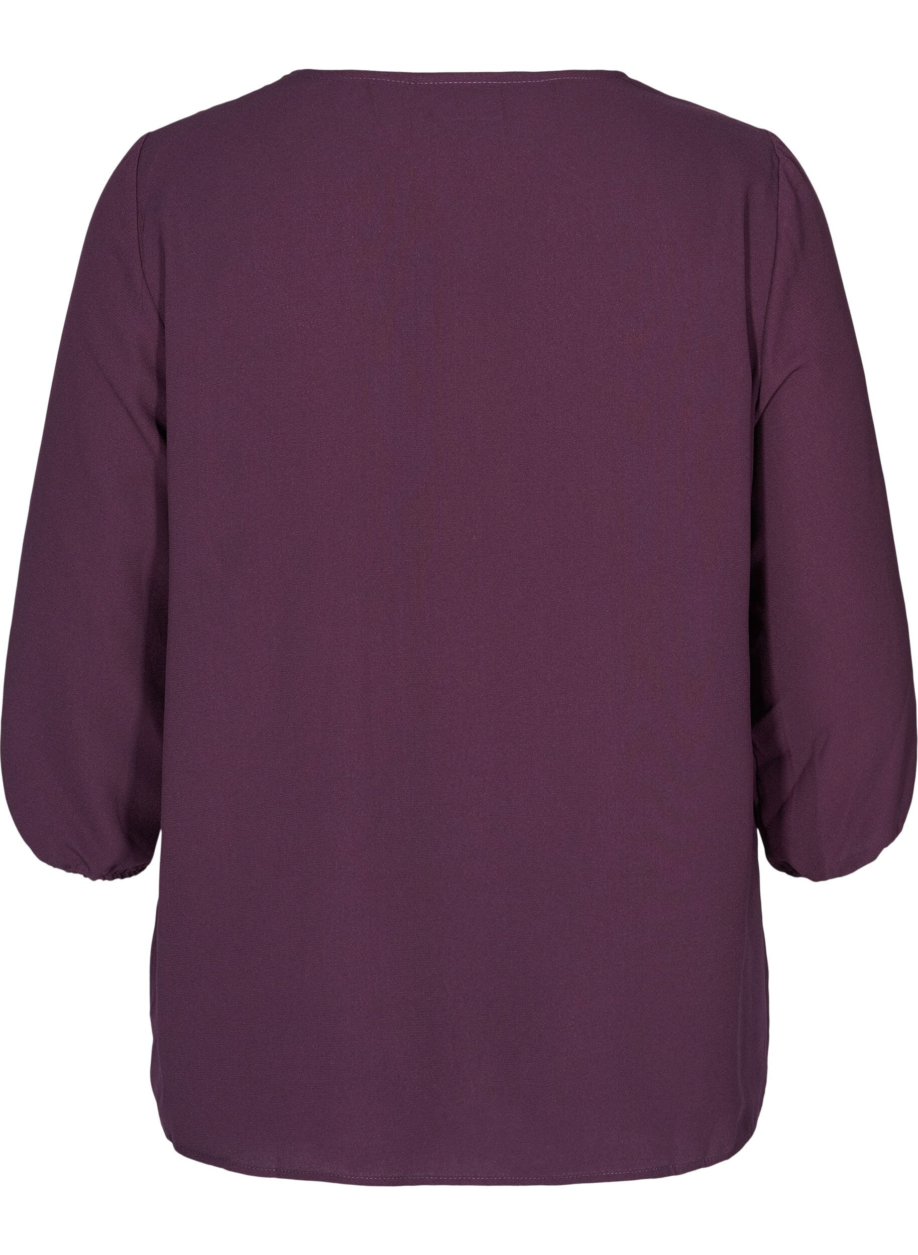 Zizzifashion Solid-coloured 3/4 sleeve blouse with lace, Plum Perfect, Packshot image number 1