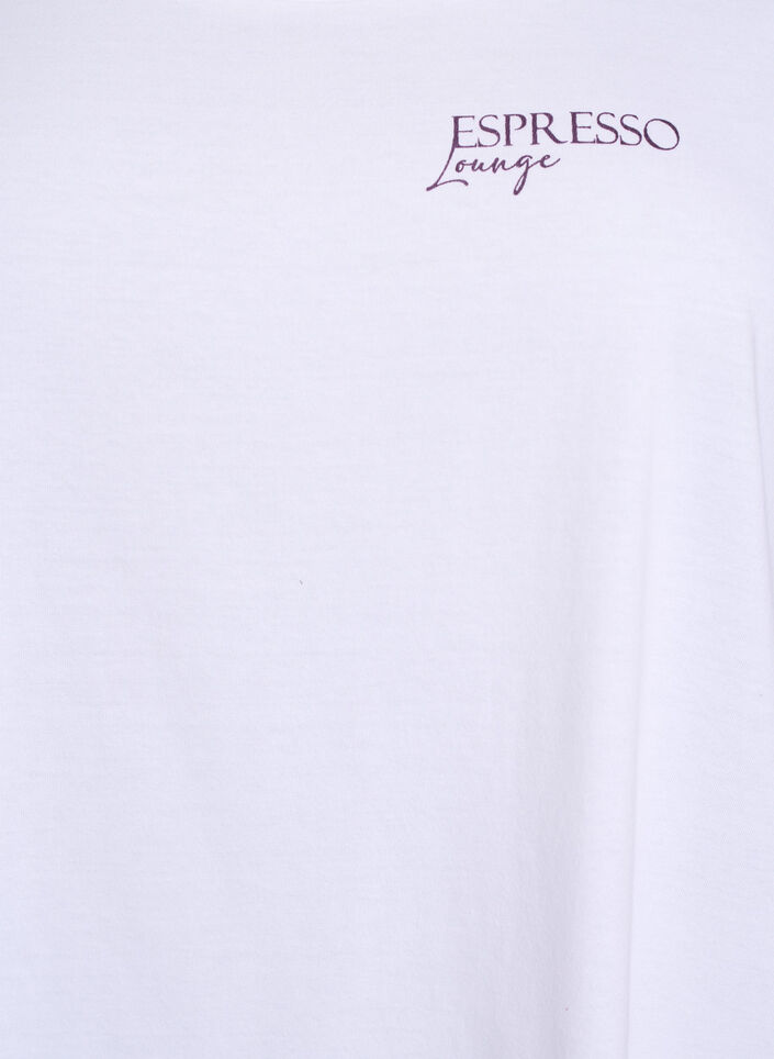 Long night T-shirt in organic cotton with print, White, Packshot image number 2