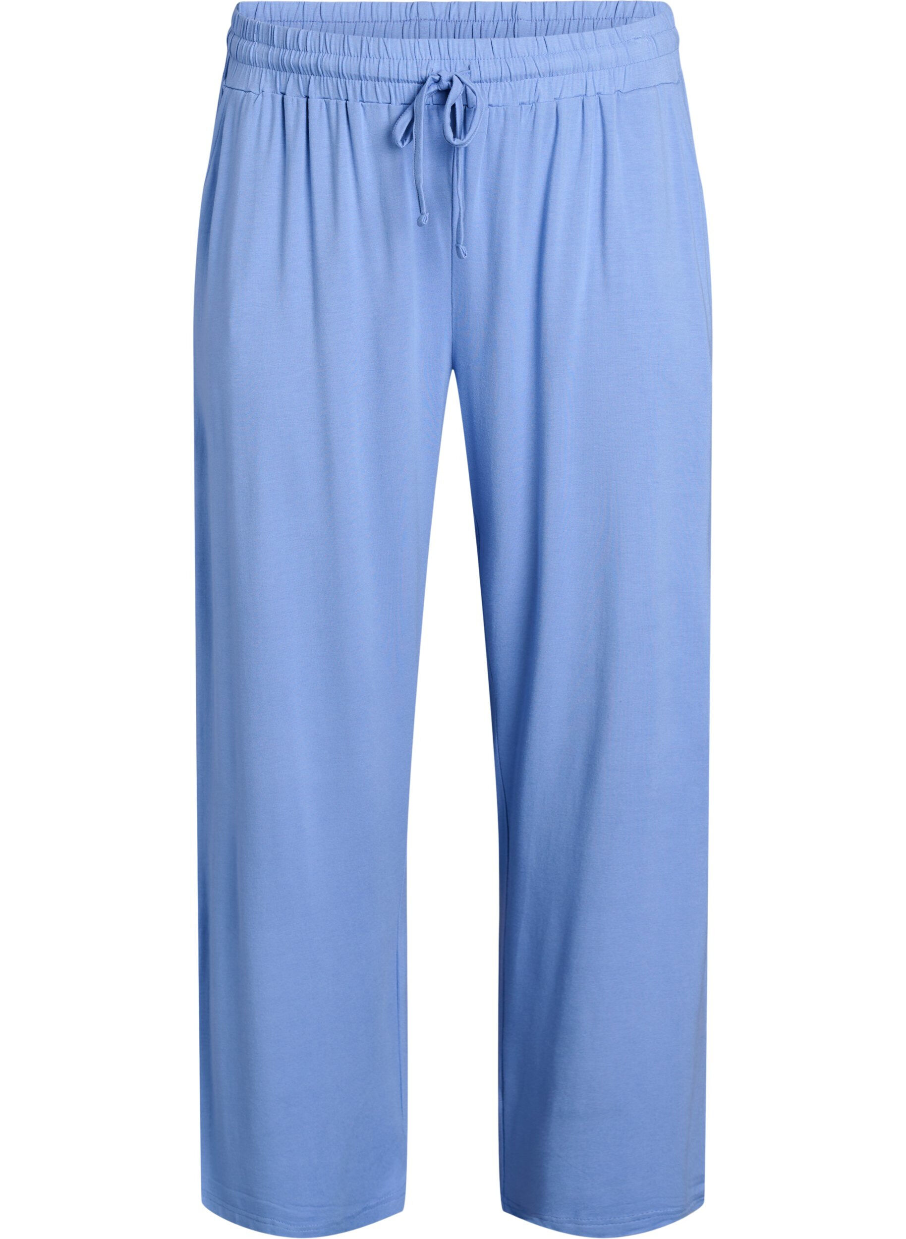 ZizzifashionLoose night trousers in viscose jersey with pockets, Blue, Packshot image number 0
