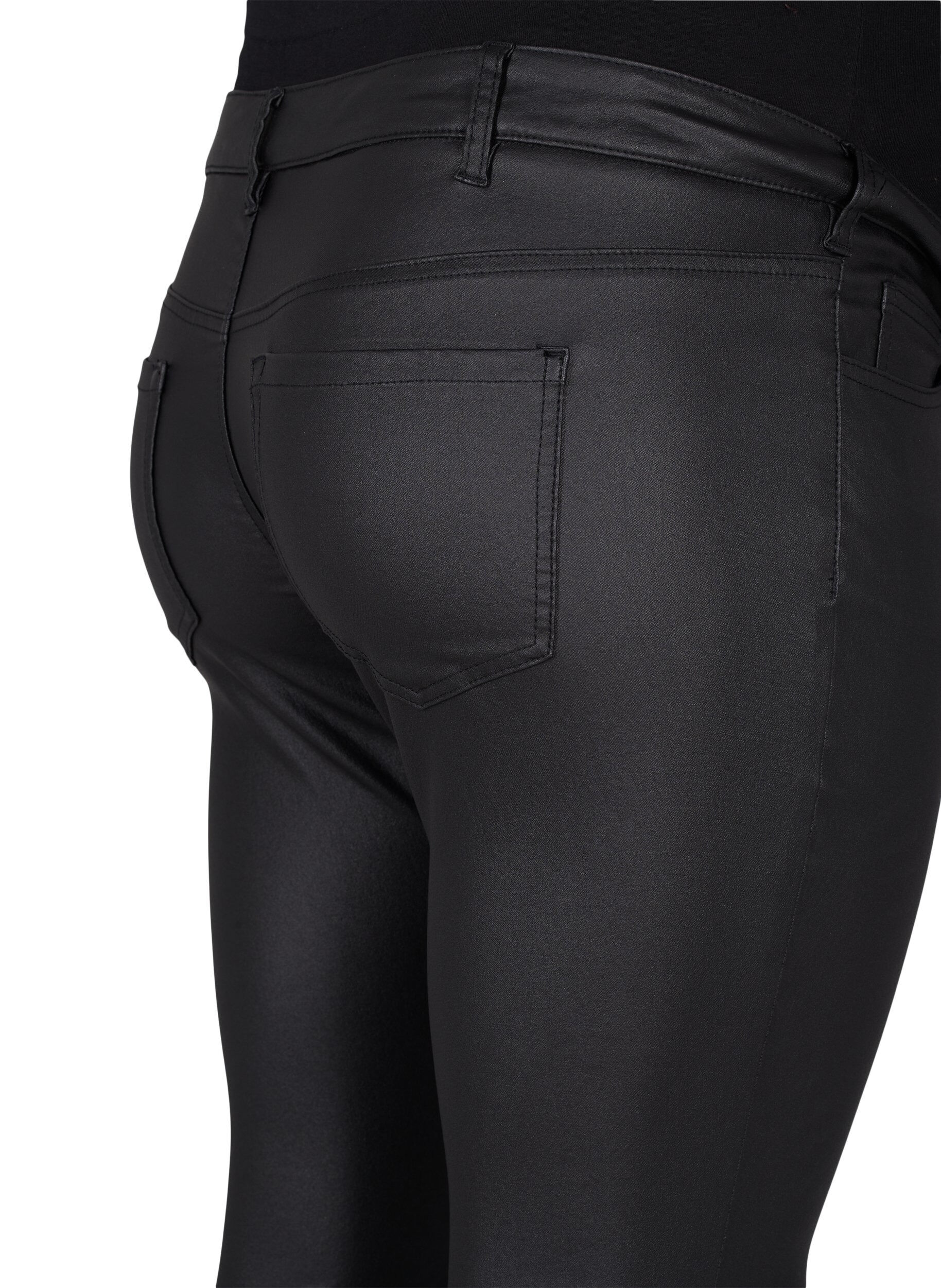 Zizzifashion 	 Coated Pregnancy Pants, Black, Packshot image number 3