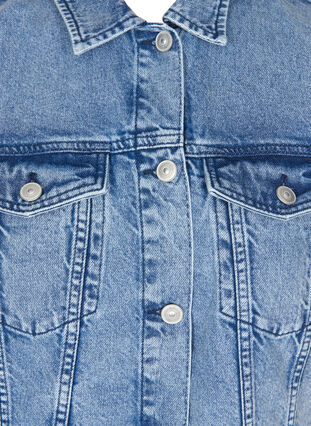 Denim vest with pockets and embroidery, Blue Denim Washed, Packshot image number 2