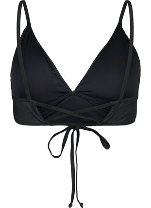 Bikini top with removable pads and back tie, Black, Packshot image number 1