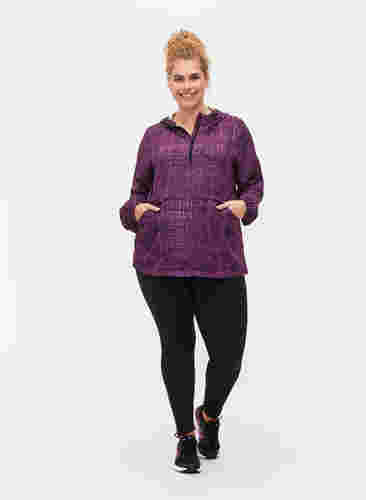 Sports anorak with zipper and pockets, Square Purple Print, Model image number 2