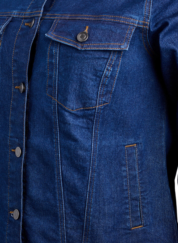 FLASH - Denim jacket in a stretchy cotton blend, Blue, Packshot image number 3