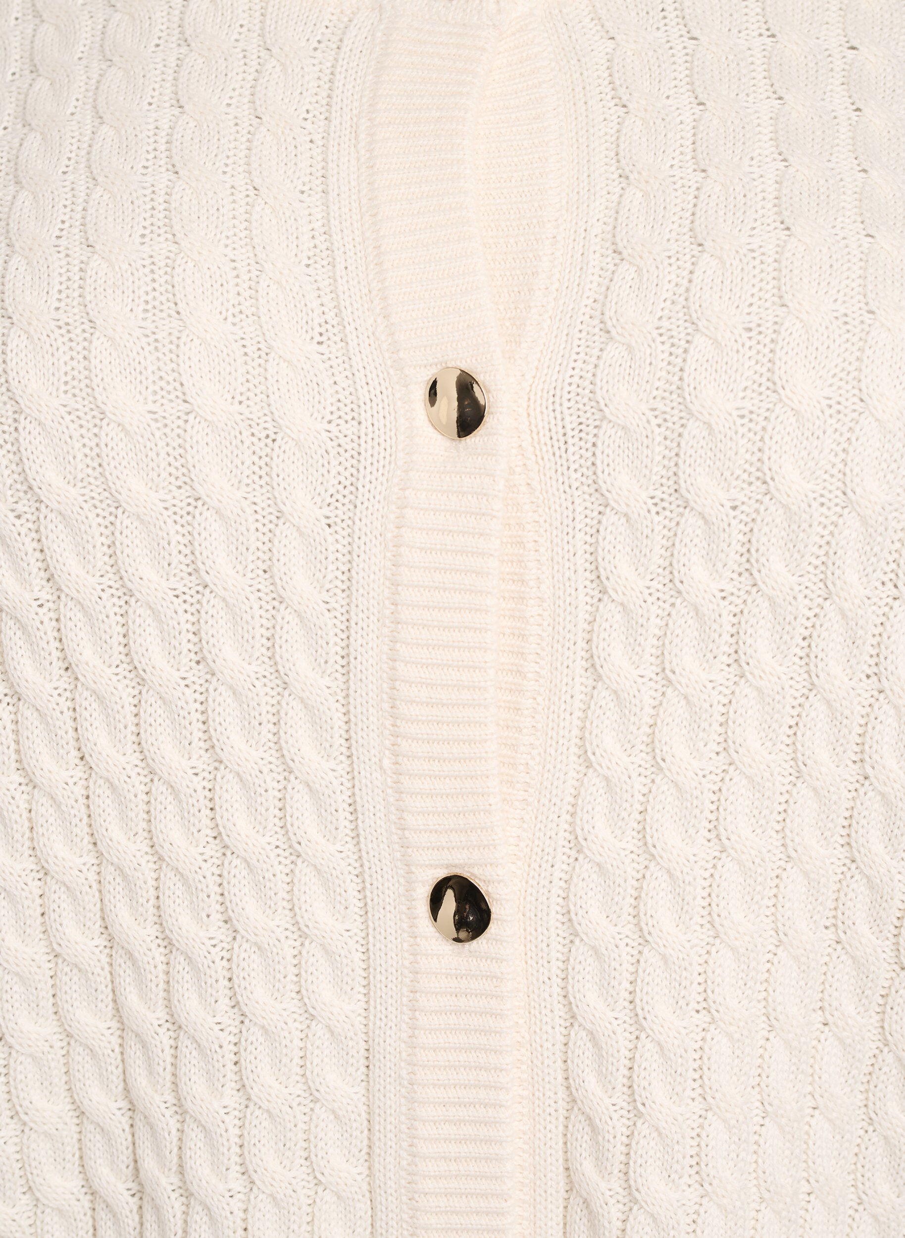 ZizzifashionCable knit cardigan with golden buttons, Vanilla, Packshot image number 2