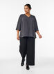 Shirt blouse with V-neck and 3/4 sleeves, Dark Grey, Model image number 1