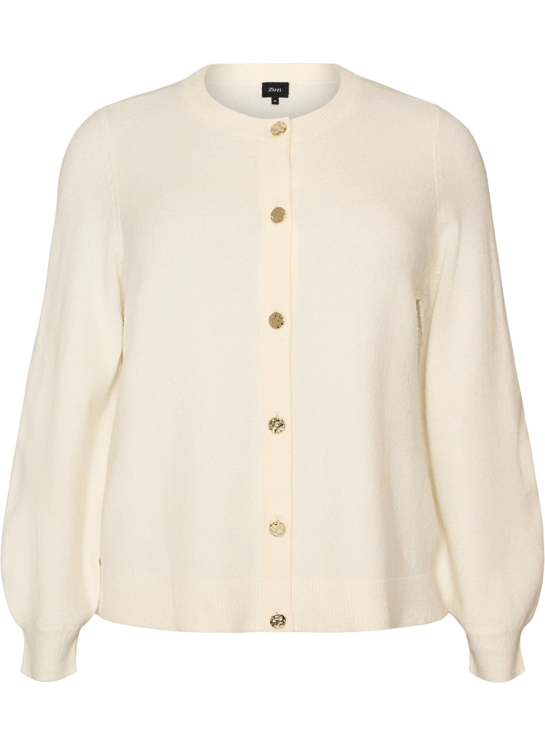 ZizzifashionCardigan in soft knit with gold-coloured buttons, Vanilla, Packshot image number 0