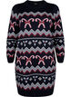 Long-sleeved knitted dress with a Christmas motif, Navy Blazer Comb, Packshot image number 0