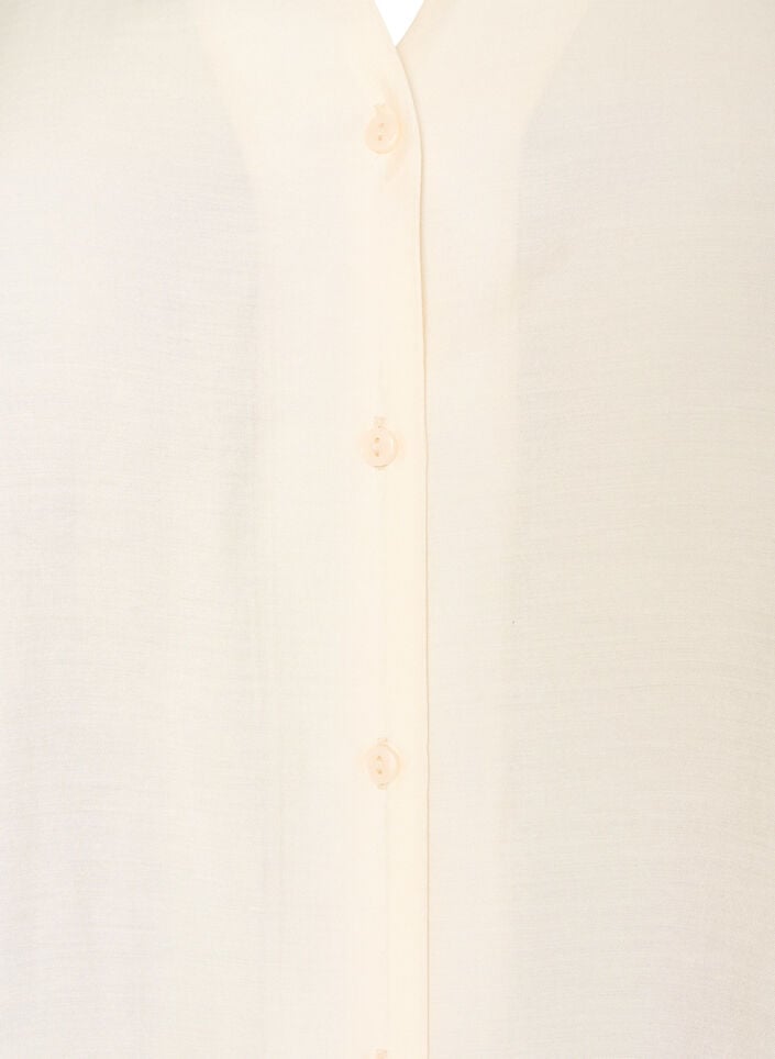 Shirt blouse with elbow-length sleeves and floral details, Beige, Packshot image number 2