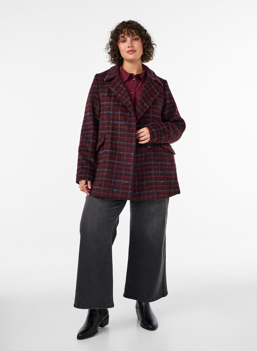 Checked jacket with pockets, Red, Model image number 3