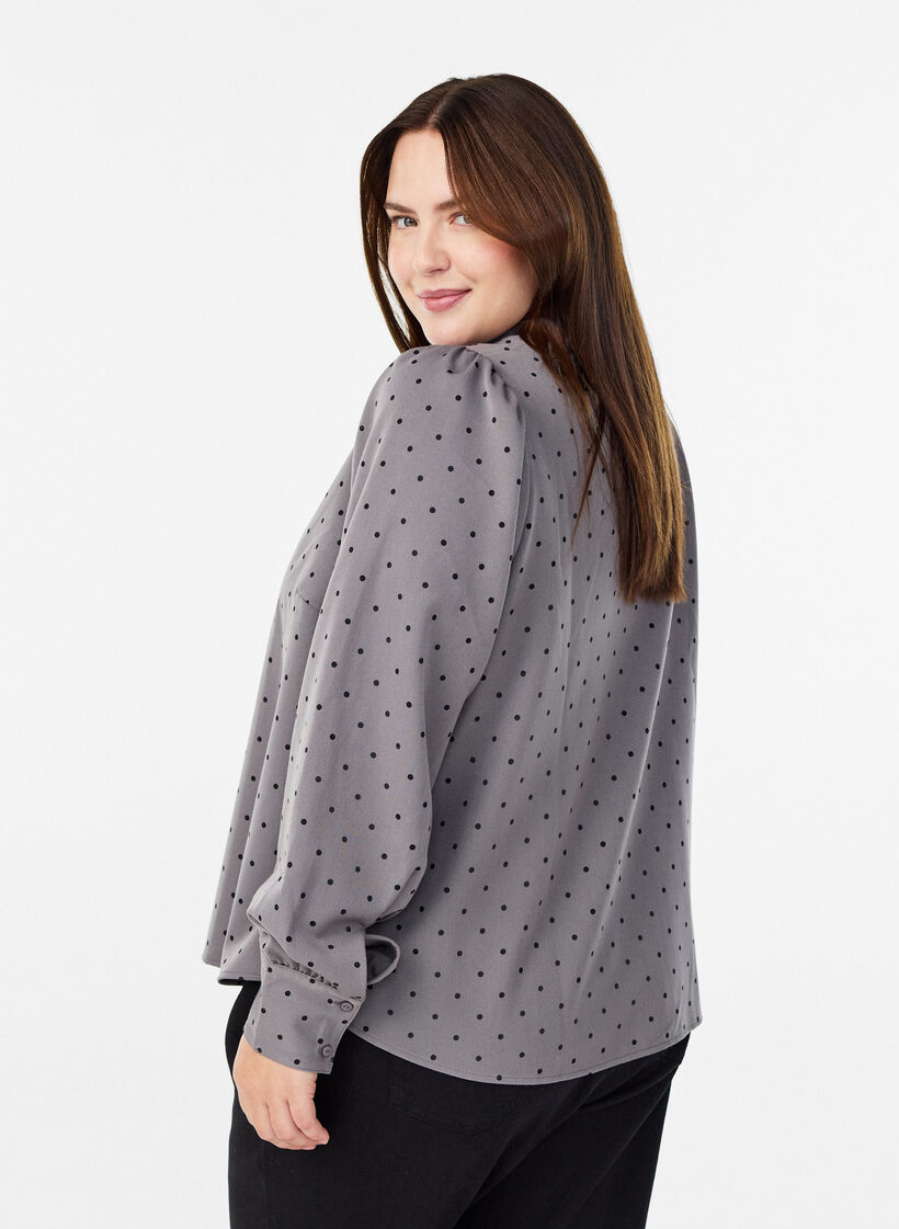 Shirt with collar and dots, Grey, Model image number 2
