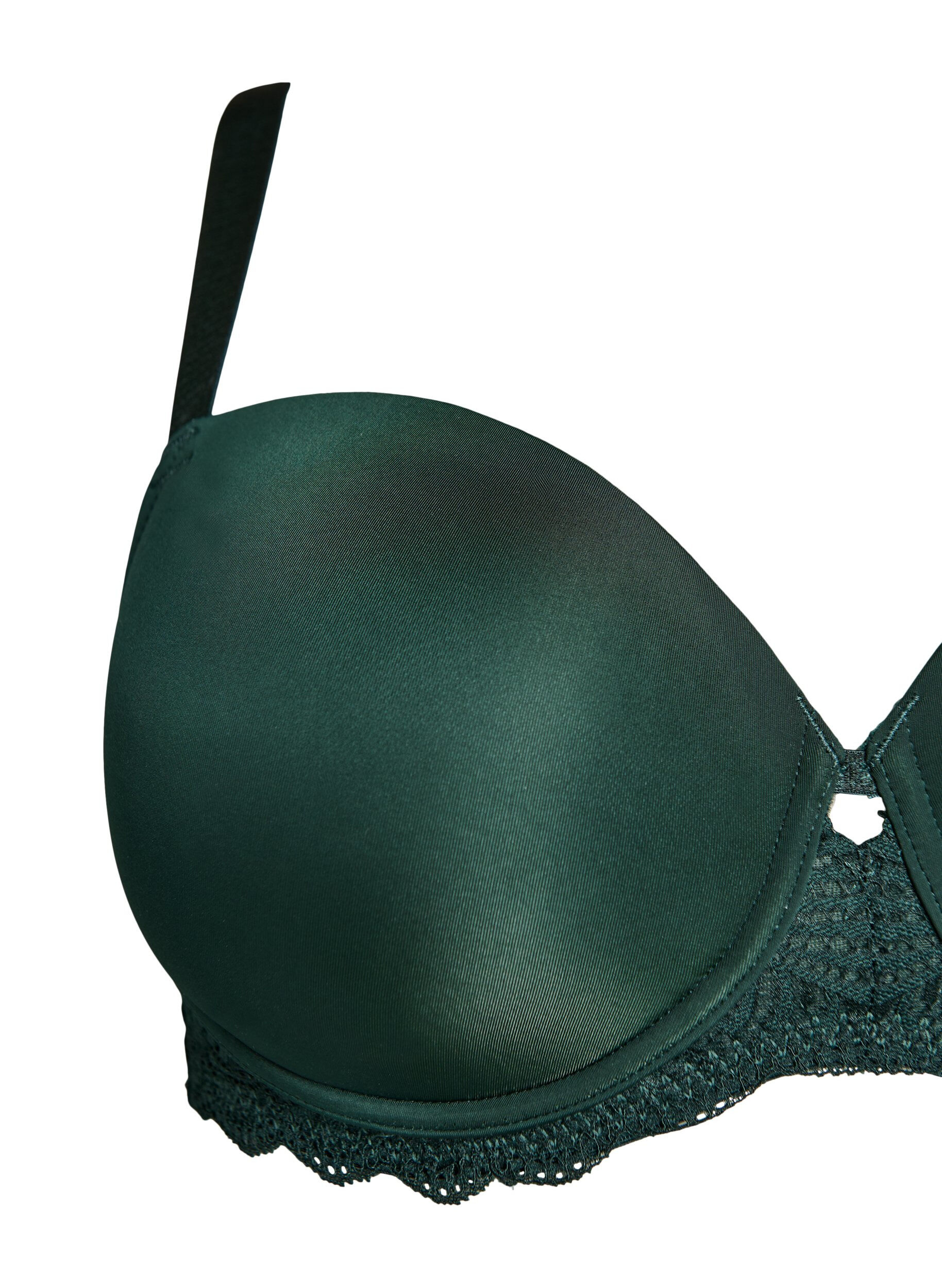 Zizzifashion Bra with moulded cups and lace, Green, Packshot image number 2
