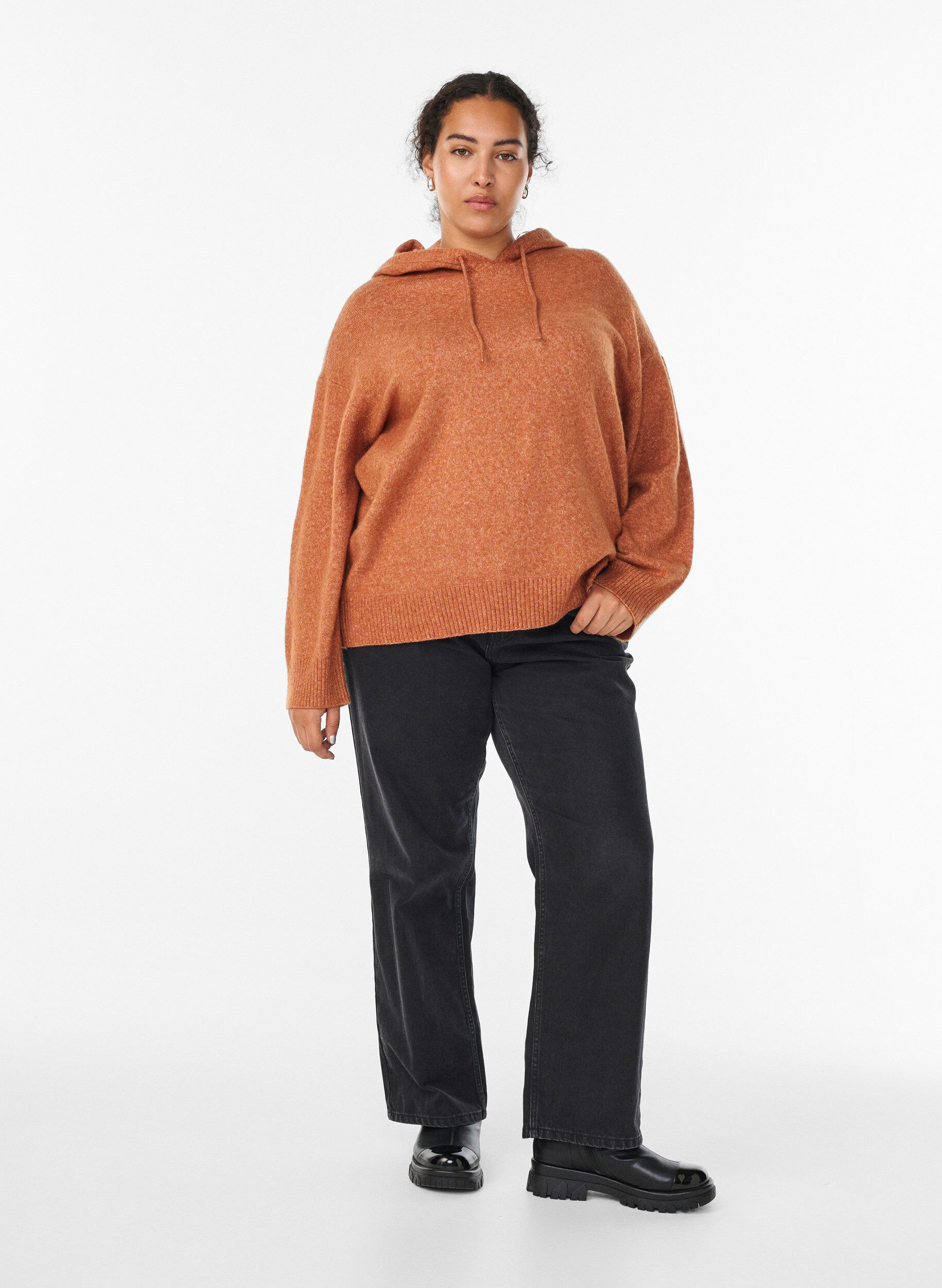 Zizzifashion Knitted hoodie, Orange, Model image number 1