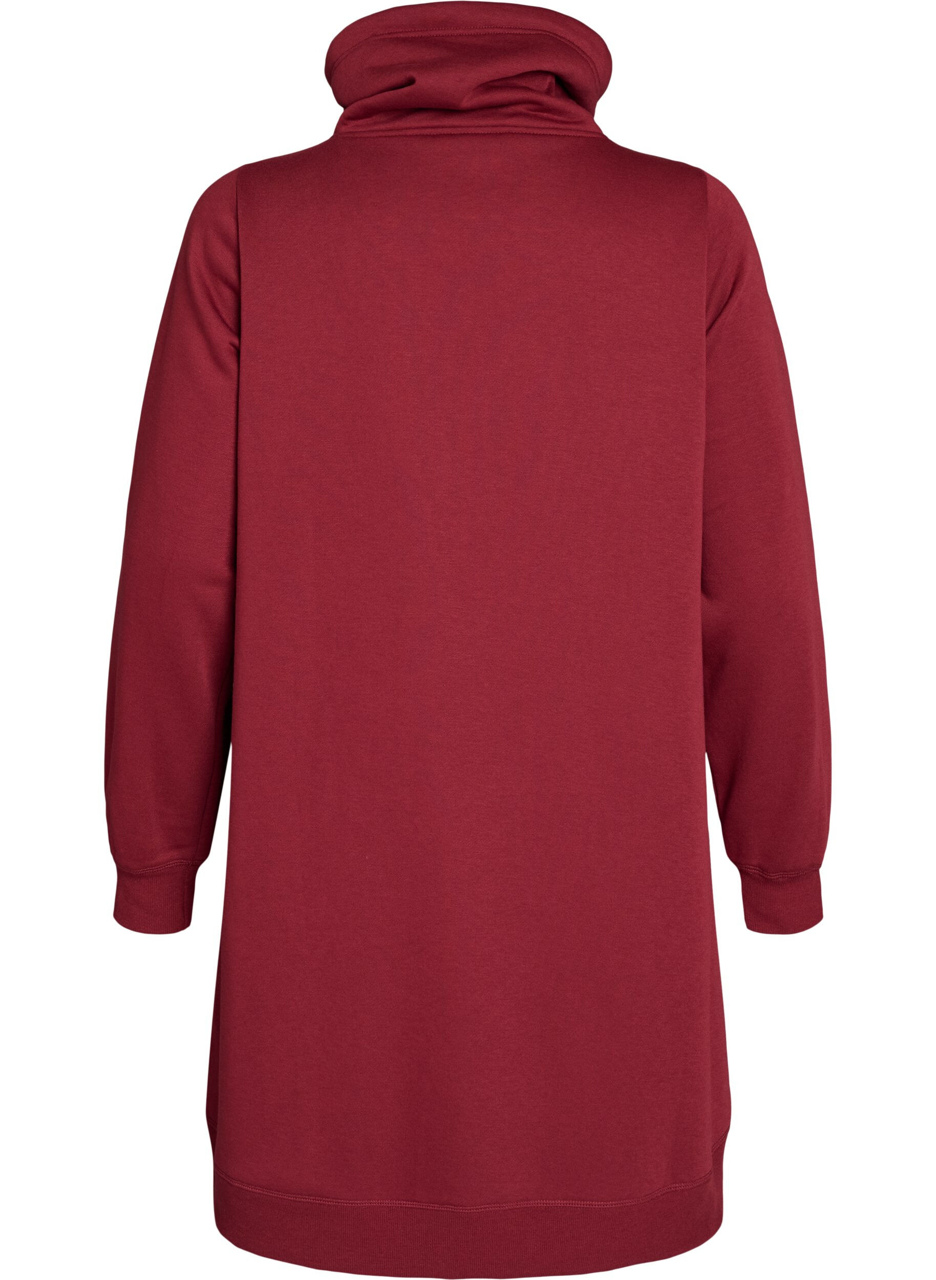 ZizzifashionShort sweatshirt dress with high collar and pockets, Red, Packshot image number 1