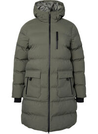 Puffer coat with hood and pockets