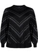 Knitted jumper with a round neck and shimmer, Black w.S.L.Stripes, Packshot image number 0