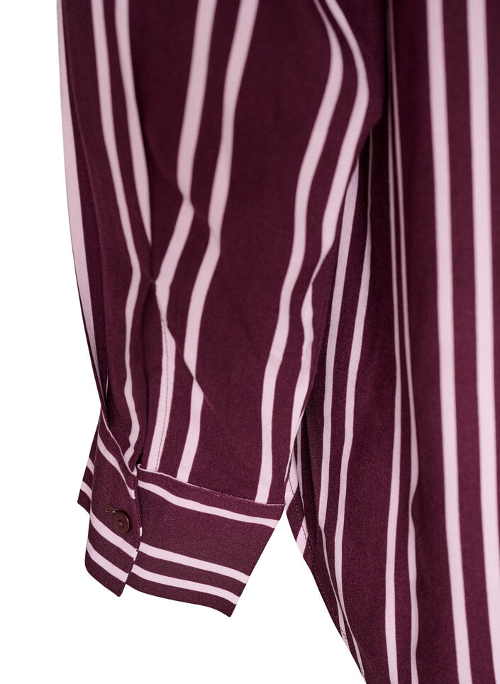 Striped nightshirt, Dark Bordeaux, Packshot image number 3
