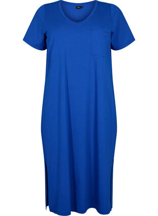 Short sleeve cotton dress with slit, Surf the web, Packshot image number 0
