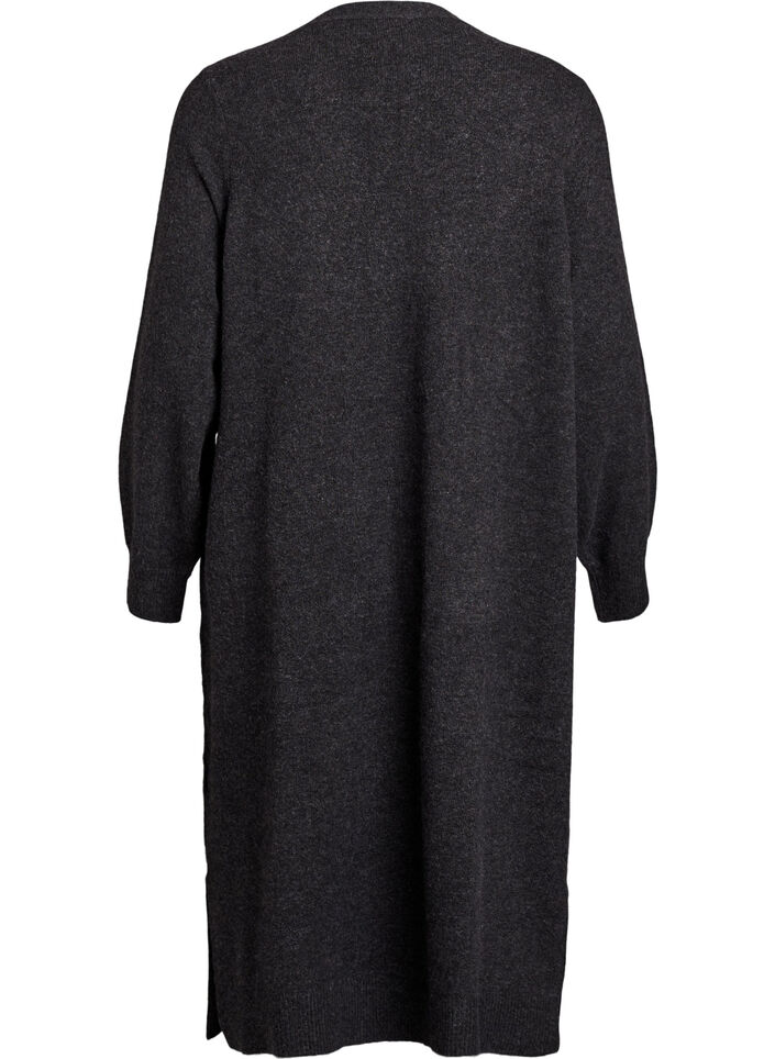 Long knit cardigan with pockets, Dark Grey, Packshot image number 1