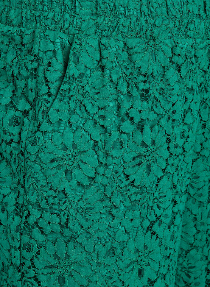 Lace trousers with a high waist and pockets, Green, Packshot image number 2