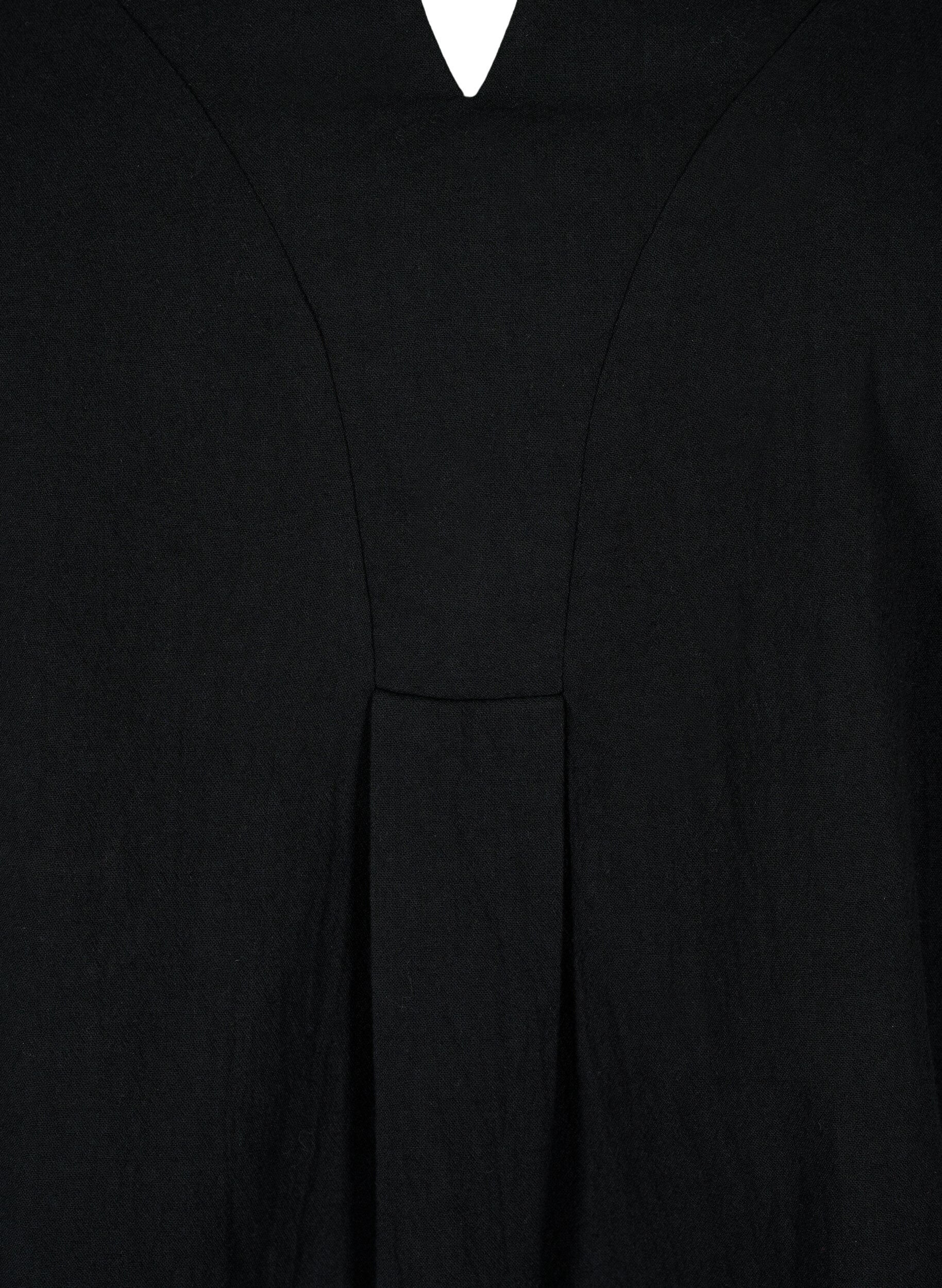 Zizzifashion FLASH - Cotton blouse with half-length sleeves, Black, Packshot image number 2